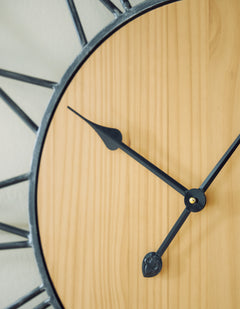 Brockett Black/Natural Wall Clock - Ornate Home