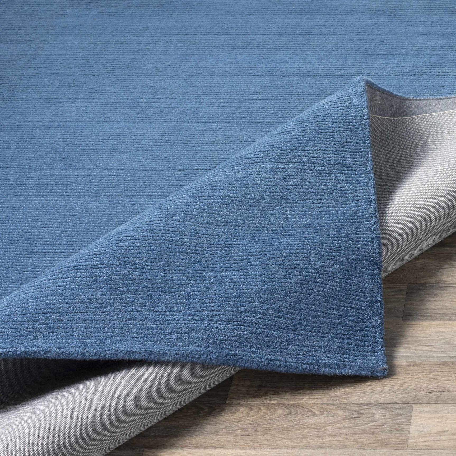 Brockton Solid Blue Wool Rug - Ornate Home