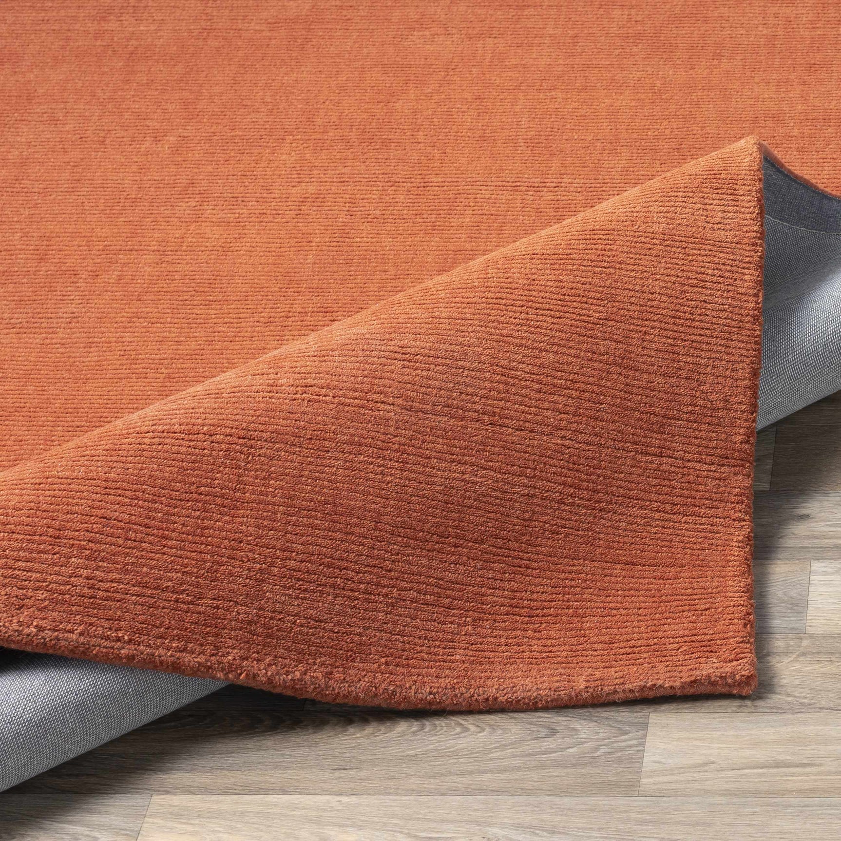 Brockton Solid Orange Wool Rug - Ornate Home