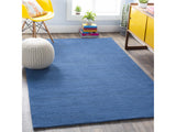 Brockton Solid Wool Blue Area Rug - Ornate Home