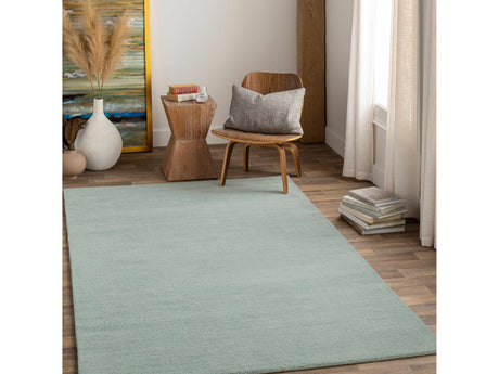 Brockton Solid Wool Dusty Sage Area Rug - Ornate Home