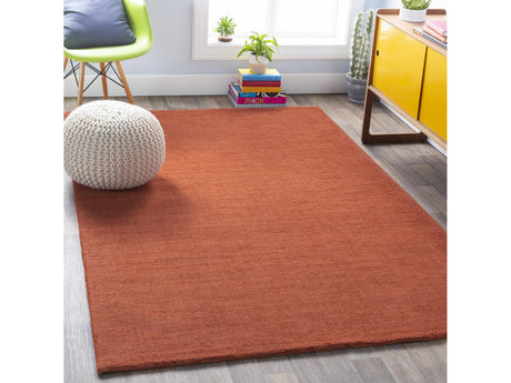 Brockton Solid Wool Orange Area Rug - Ornate Home
