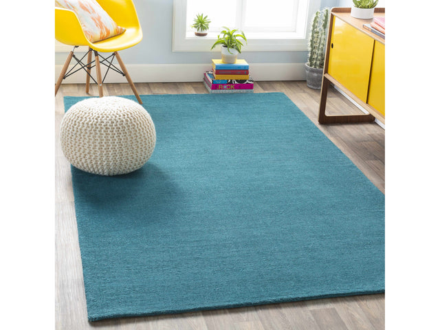Brockton Solid Wool Teal Area Rug - Ornate Home