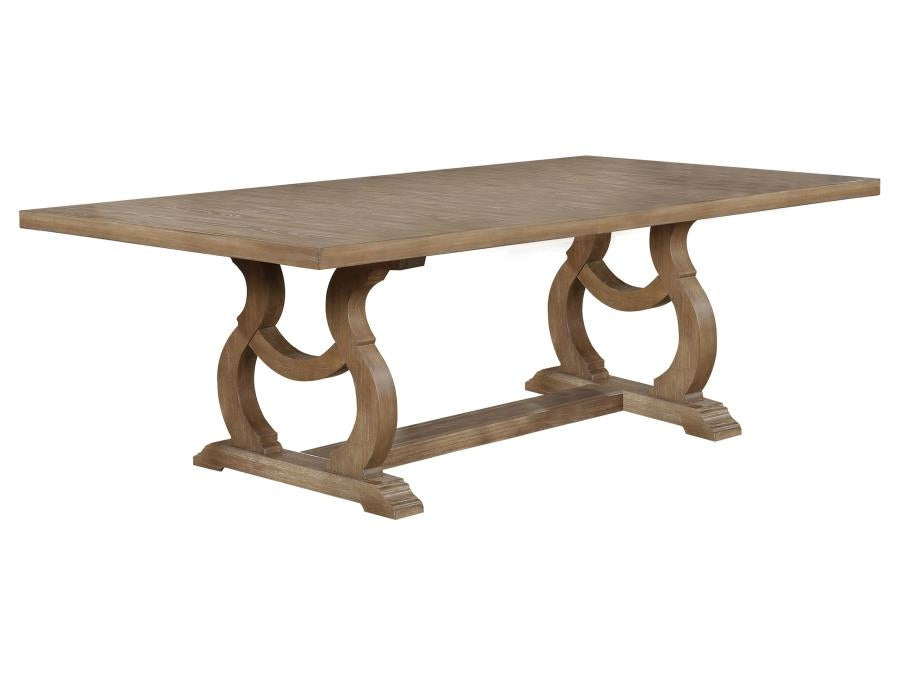 Brockway Barley Brown Cove Trestle Dining Table w/ 20" Extension - Ornate Home