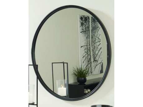 Brocky Black Round Accent Mirror - Ornate Home