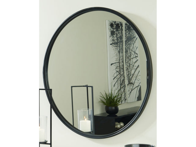 Brocky Black Round Accent Mirror - Ornate Home