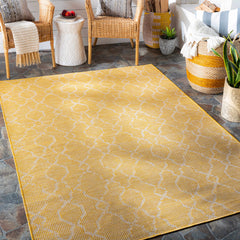 Brocton Yellow Flatweave Outdoor Rug - Clearance - Ornate Home