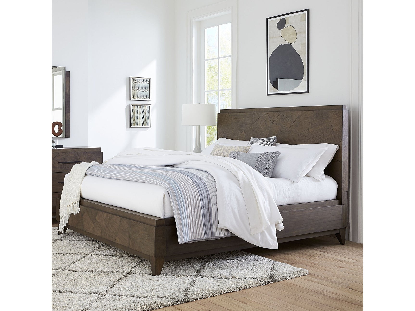 Broderick Wood Eastern King Panel Bed in Wild Oats Brown - Ornate Home