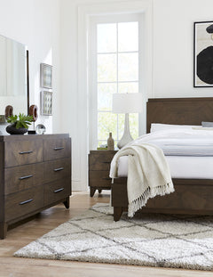Broderick Wood Eastern King Panel Bed in Wild Oats Brown - Ornate Home