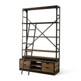 Brodie Brown/Gunmetal Wood Ladder Four Shelf Shelving Unit - Ornate Home