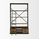 Brodie Brown/Gunmetal Wood Ladder Four Shelf Shelving Unit - Ornate Home