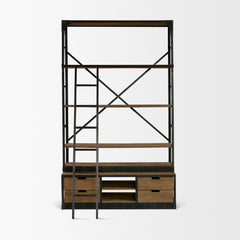 Brodie Brown/Gunmetal Wood Ladder Four Shelf Shelving Unit - Ornate Home