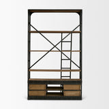 Brodie Brown/Gunmetal Wood Ladder Four Shelf Shelving Unit - Ornate Home