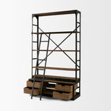 Brodie Brown/Gunmetal Wood Ladder Four Shelf Shelving Unit - Ornate Home