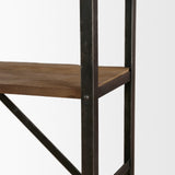 Brodie Brown/Gunmetal Wood Ladder Four Shelf Shelving Unit - Ornate Home