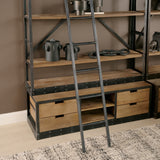 Brodie Brown/Gunmetal Wood Ladder Four Shelf Shelving Unit - Ornate Home