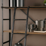 Brodie Brown/Gunmetal Wood Ladder Four Shelf Shelving Unit - Ornate Home