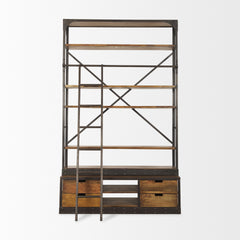 Brodie Medium Brown/Black Wood Ladder Four Shelf Shelving Unit - Ornate Home