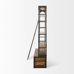 Brodie Medium Brown/Black Wood Ladder Four Shelf Shelving Unit - Ornate Home