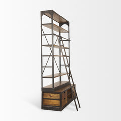 Brodie Medium Brown/Black Wood Ladder Four Shelf Shelving Unit - Ornate Home