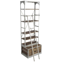 Brodie Medium Brown/Silver Wood Accent Four Shelf Shelving Unit - Ornate Home