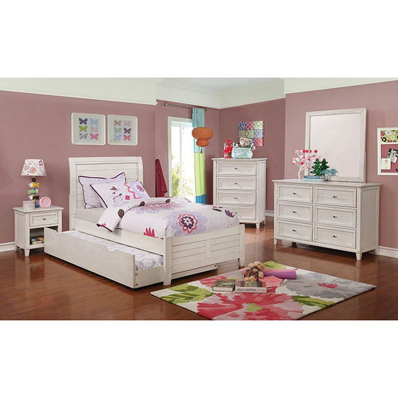 Brogan Antique White Twin Bed - Ornate Home