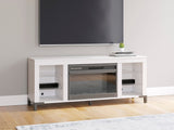 Brollevi White TV Stand with built-in Fireplace (Online Special Price) - Ornate Home