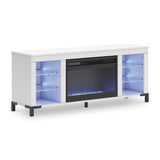 Brollevi White TV Stand with built-in Fireplace (Online Special Price) - Ornate Home