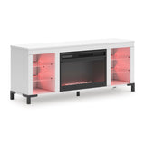 Brollevi White TV Stand with built-in Fireplace (Online Special Price) - Ornate Home