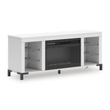 Brollevi White TV Stand with built-in Fireplace (Online Special Price) - Ornate Home