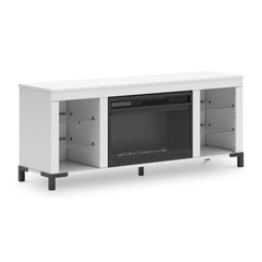Brollevi White TV Stand with built-in Fireplace - Ornate Home