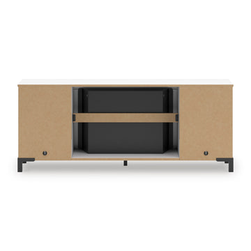 Brollevi White TV Stand with built-in Fireplace - Ornate Home