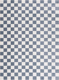 Brone Blue Checkered Washable Rug - Ornate Home