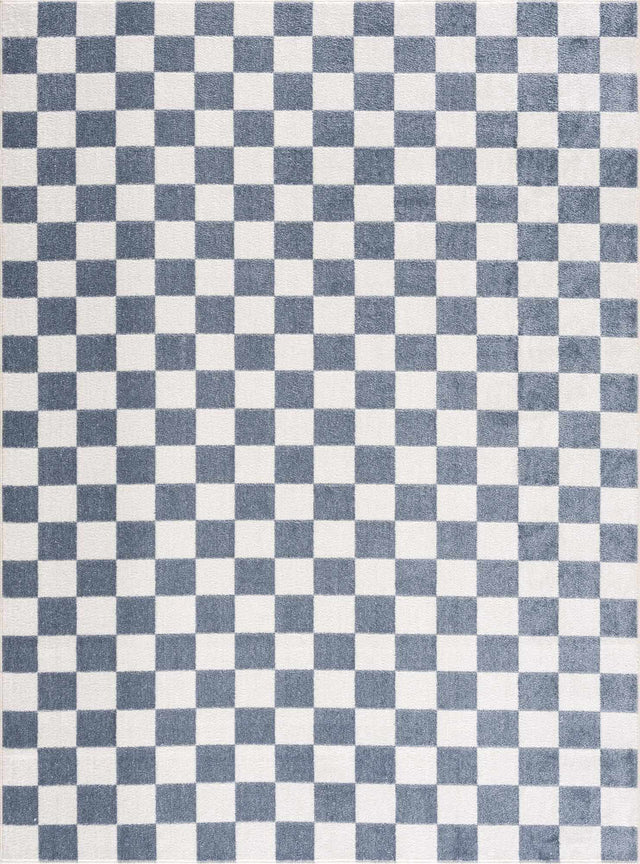 Brone Blue Checkered Washable Rug - Ornate Home