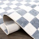 Brone Blue Checkered Washable Rug - Ornate Home