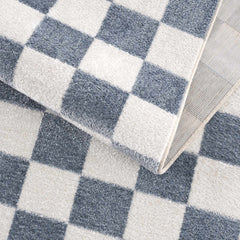 Brone Blue Checkered Washable Rug - Ornate Home