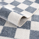 Brone Blue Checkered Washable Rug - Ornate Home