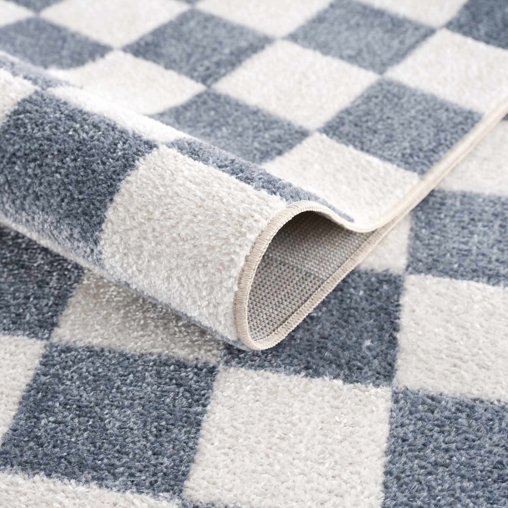 Brone Blue Checkered Washable Rug - Ornate Home