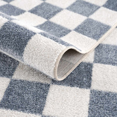Brone Blue Checkered Washable Rug - Ornate Home