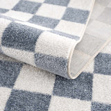 Brone Blue Checkered Washable Rug - Ornate Home