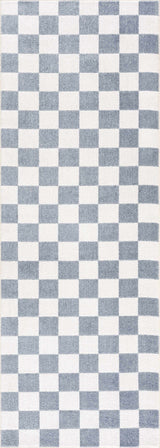 Brone Blue Checkered Washable Rug - Ornate Home