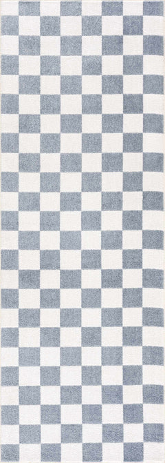 Brone Blue Checkered Washable Rug - Ornate Home