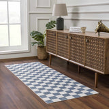 Brone Blue Checkered Washable Rug - Ornate Home
