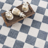 Brone Blue Checkered Washable Rug - Ornate Home