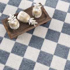 Brone Blue Checkered Washable Rug - Ornate Home