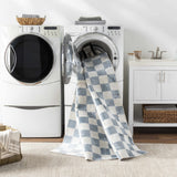 Brone Blue Checkered Washable Rug - Ornate Home