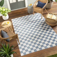 Brone Blue Checkered Washable Rug - Ornate Home