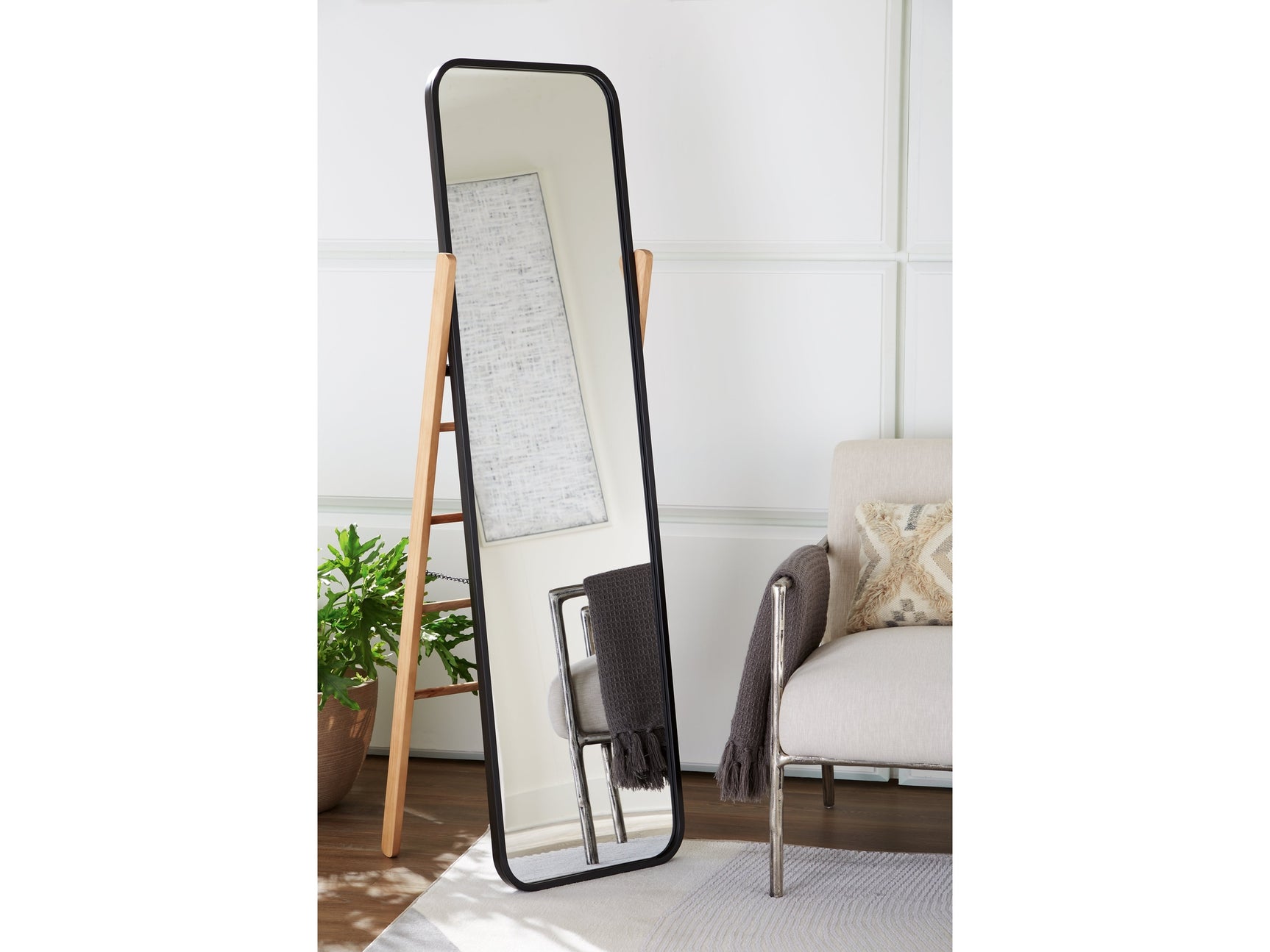 Bronick Black/Brown Floor Mirror (Online Special Price) - Ornate Home