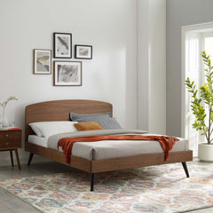 Bronwen Walnut Wood Queen Platform Bed - Ornate Home