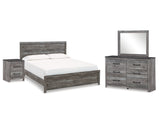 Bronyan Dark Gray King Panel Bedroom Set with Dresser, Mirror and Nightstand - Ornate Home